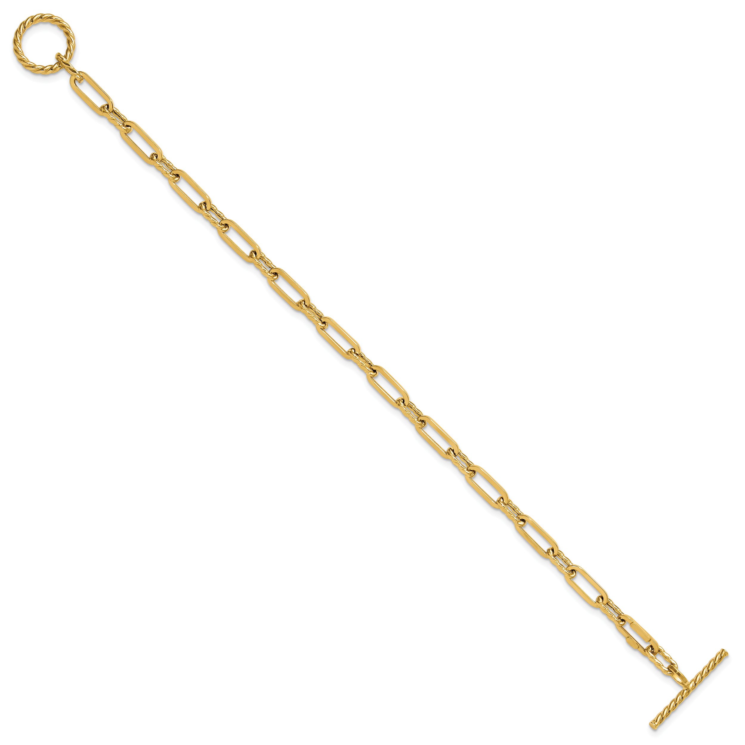 14K Polished and Twisted Fancy Link Toggle Bracelet Secondary image