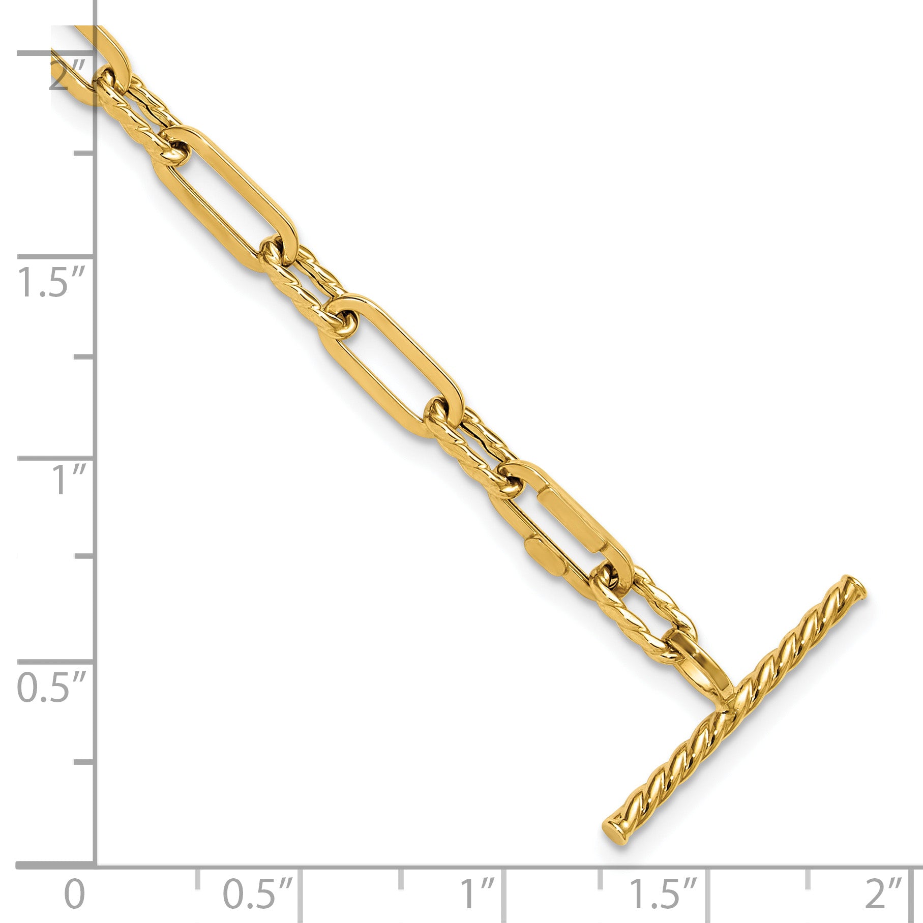 14K Polished and Twisted Fancy Link Toggle Bracelet