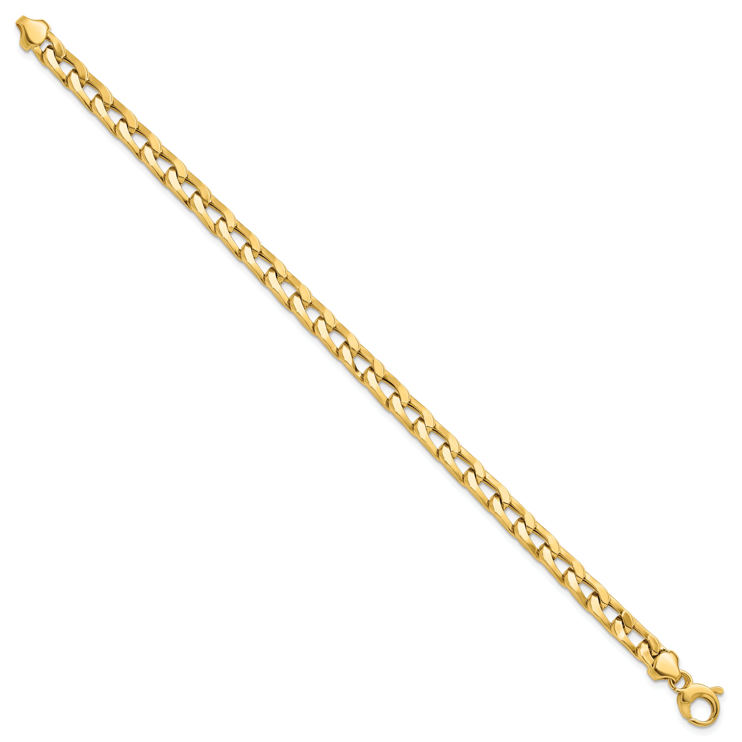 14K Polished Fancy Long Curb Link Bracelet