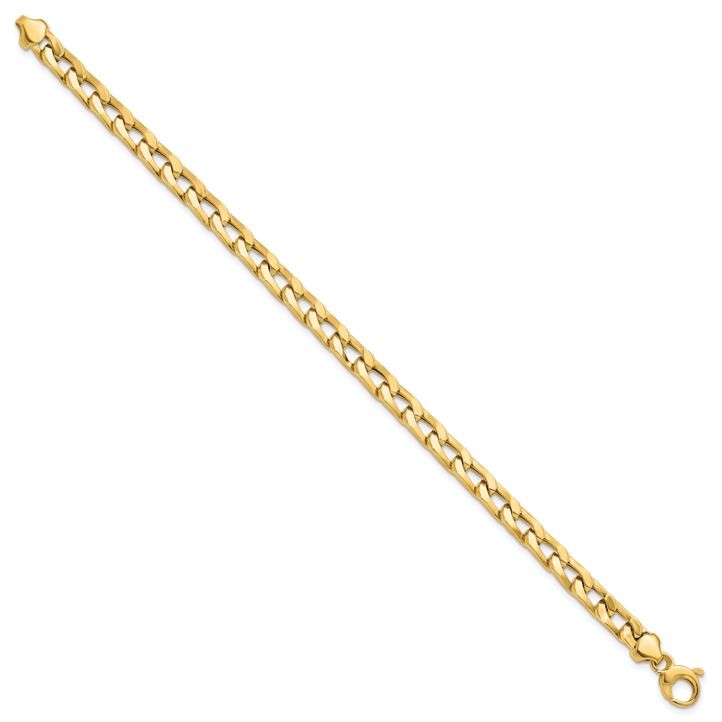 14K Polished Fancy Long Curb Link Bracelet