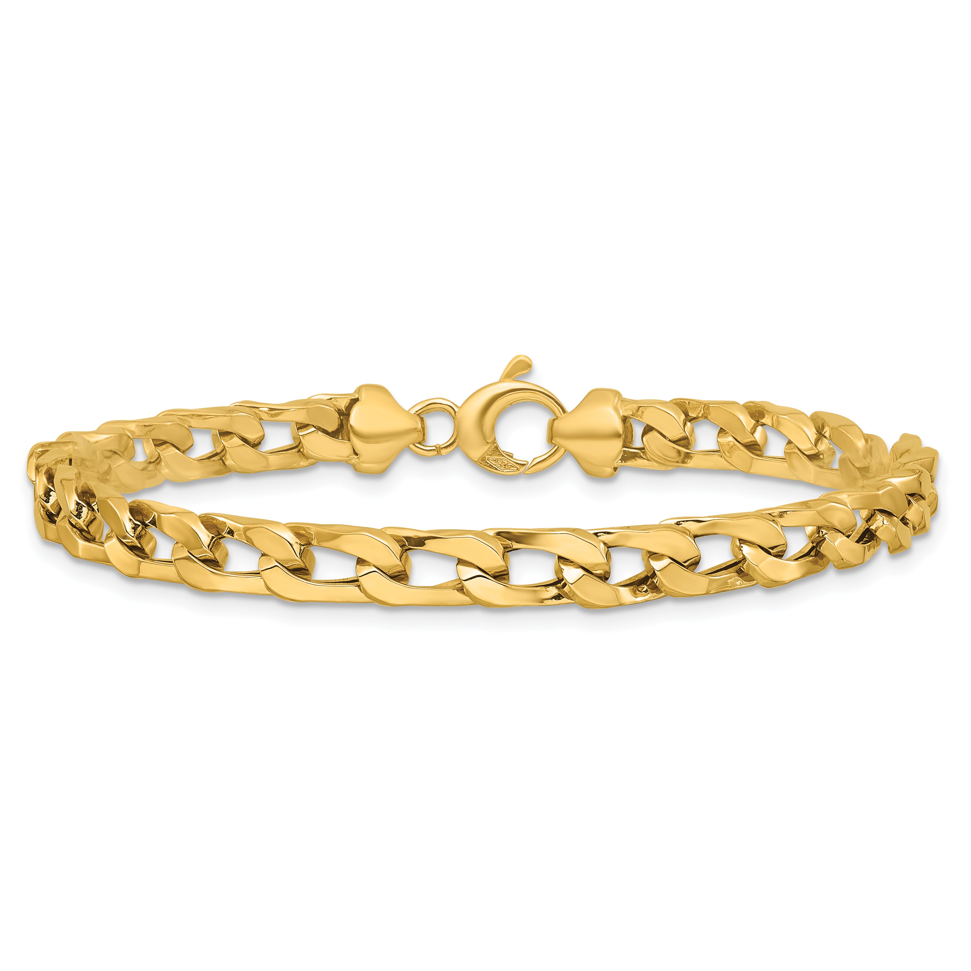 14K Polished Fancy Long Curb Link Bracelet