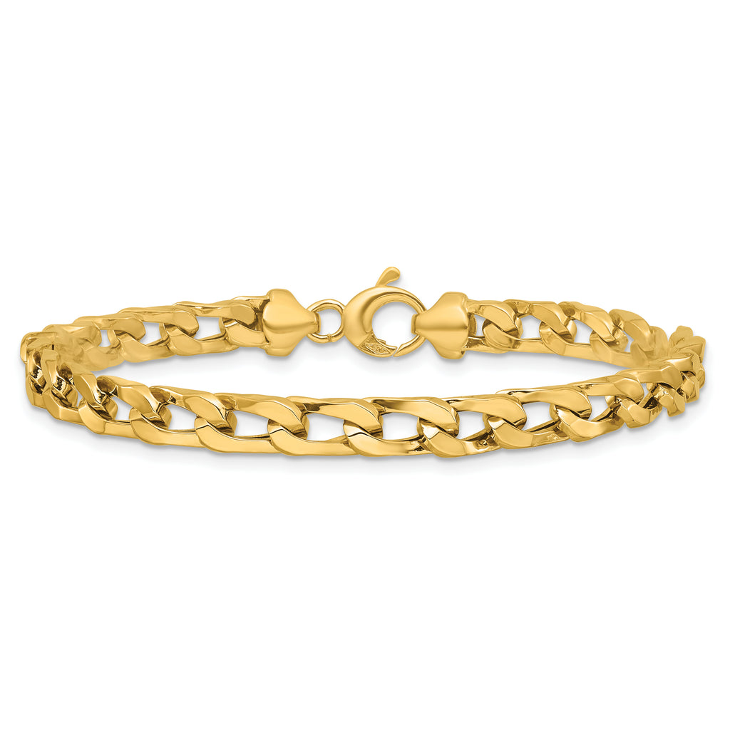 14K Polished Fancy Long Curb Link Bracelet