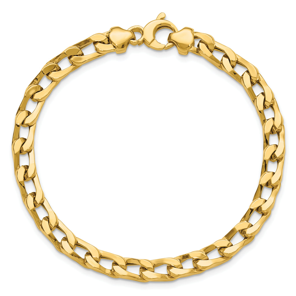 14K Polished Fancy Long Curb Link Bracelet