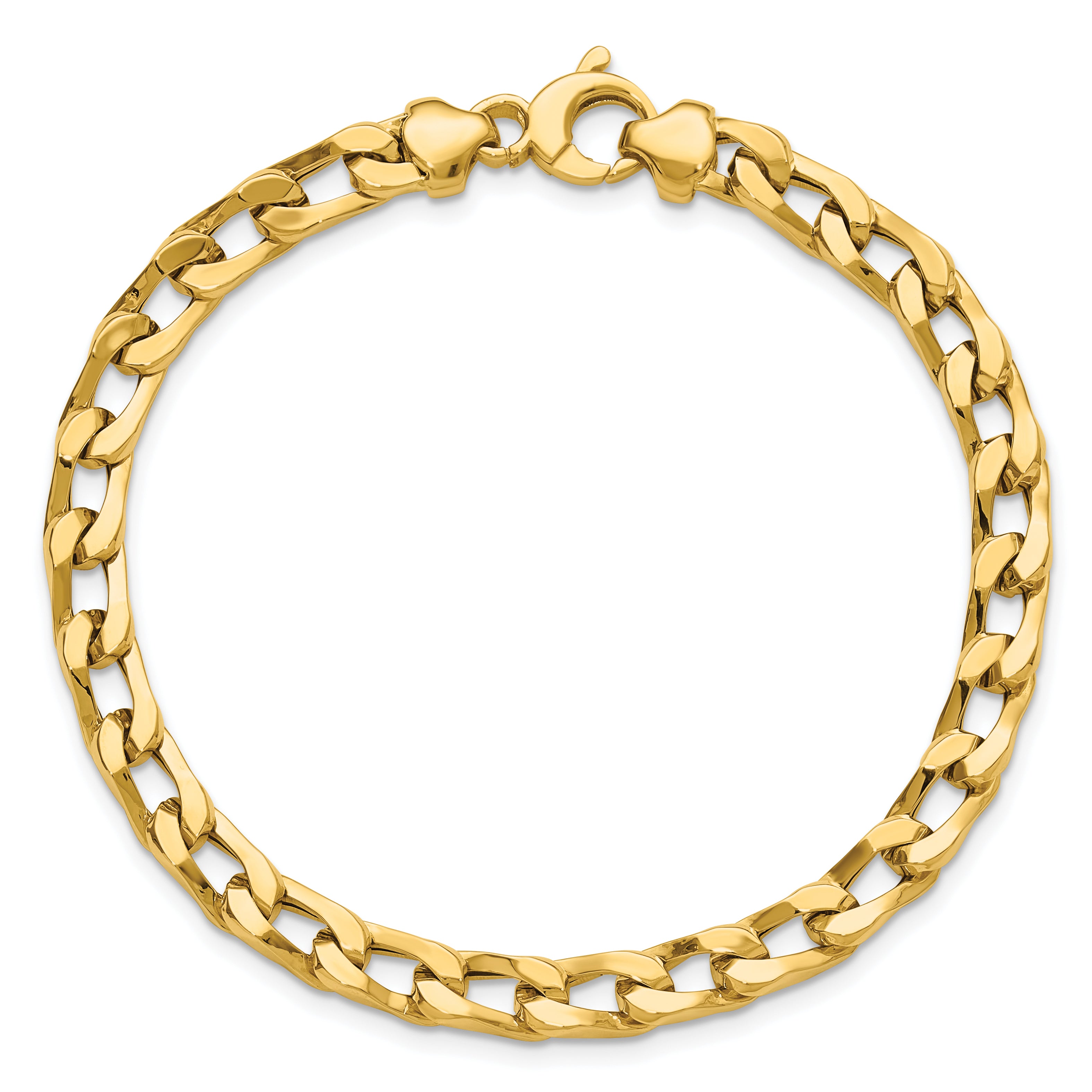 14K Polished Fancy Long Curb Link Bracelet