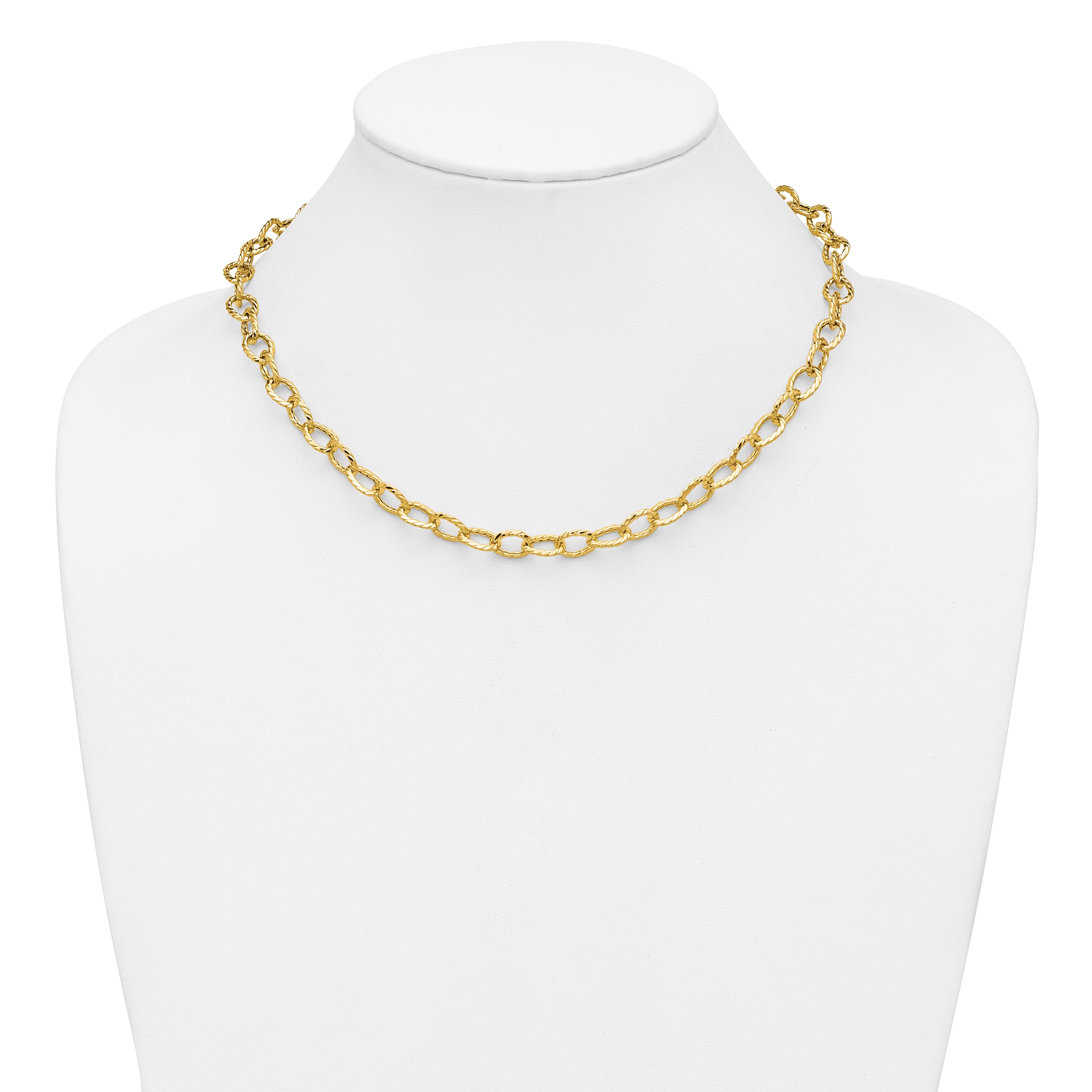 14K Polished and Twisted Fancy Link Necklace