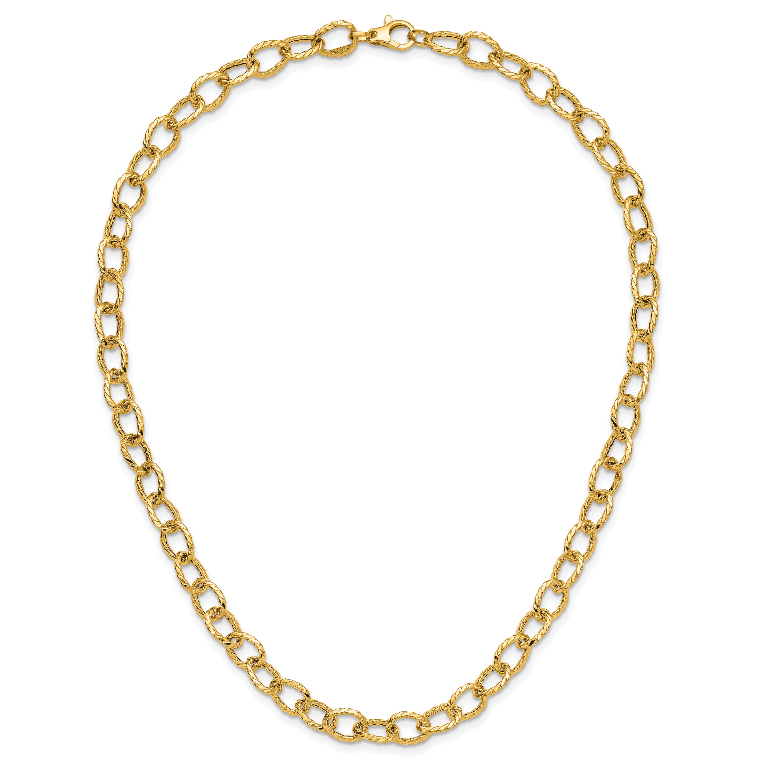 14K Polished and Twisted Fancy Link Necklace