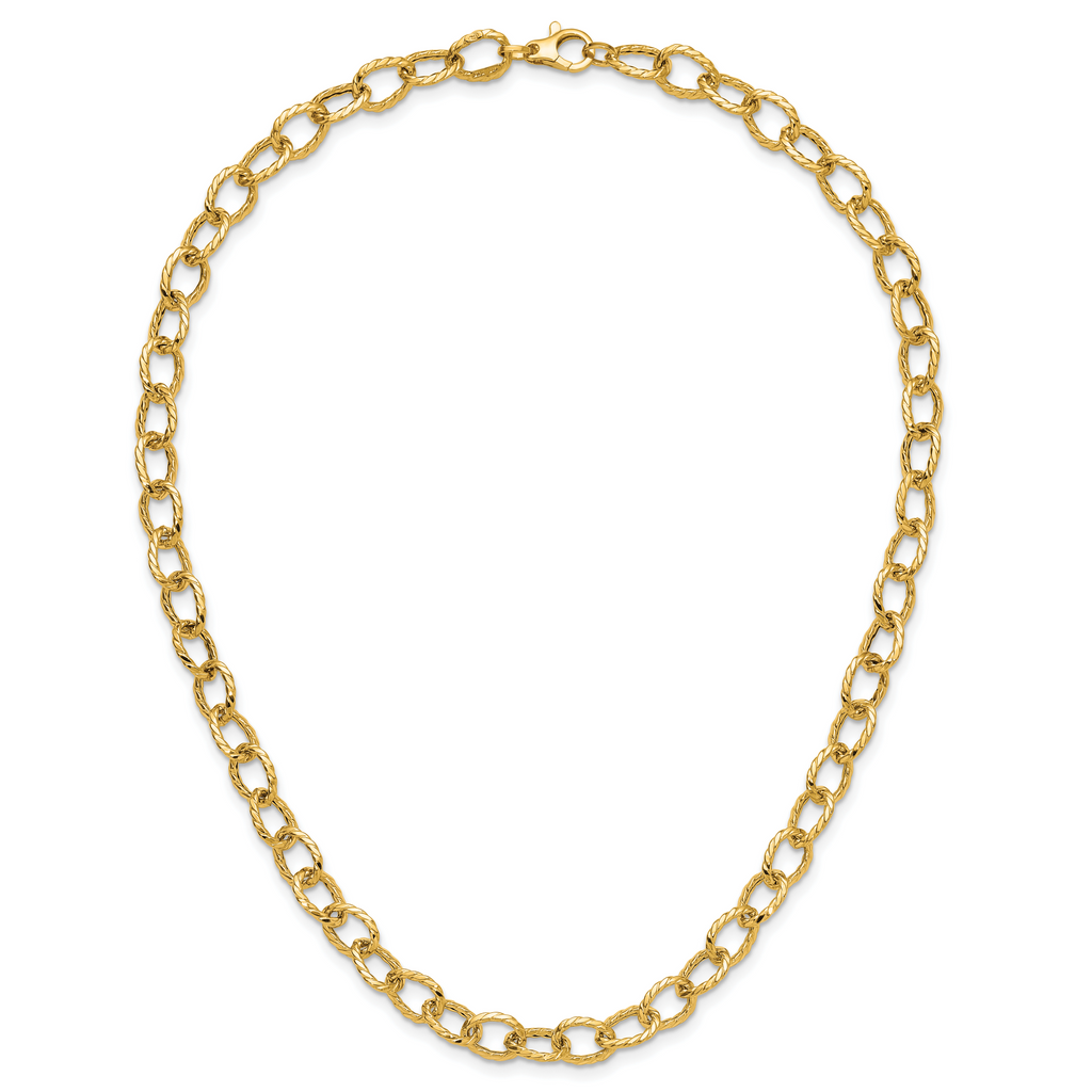 14K Polished and Twisted Fancy Link Necklace