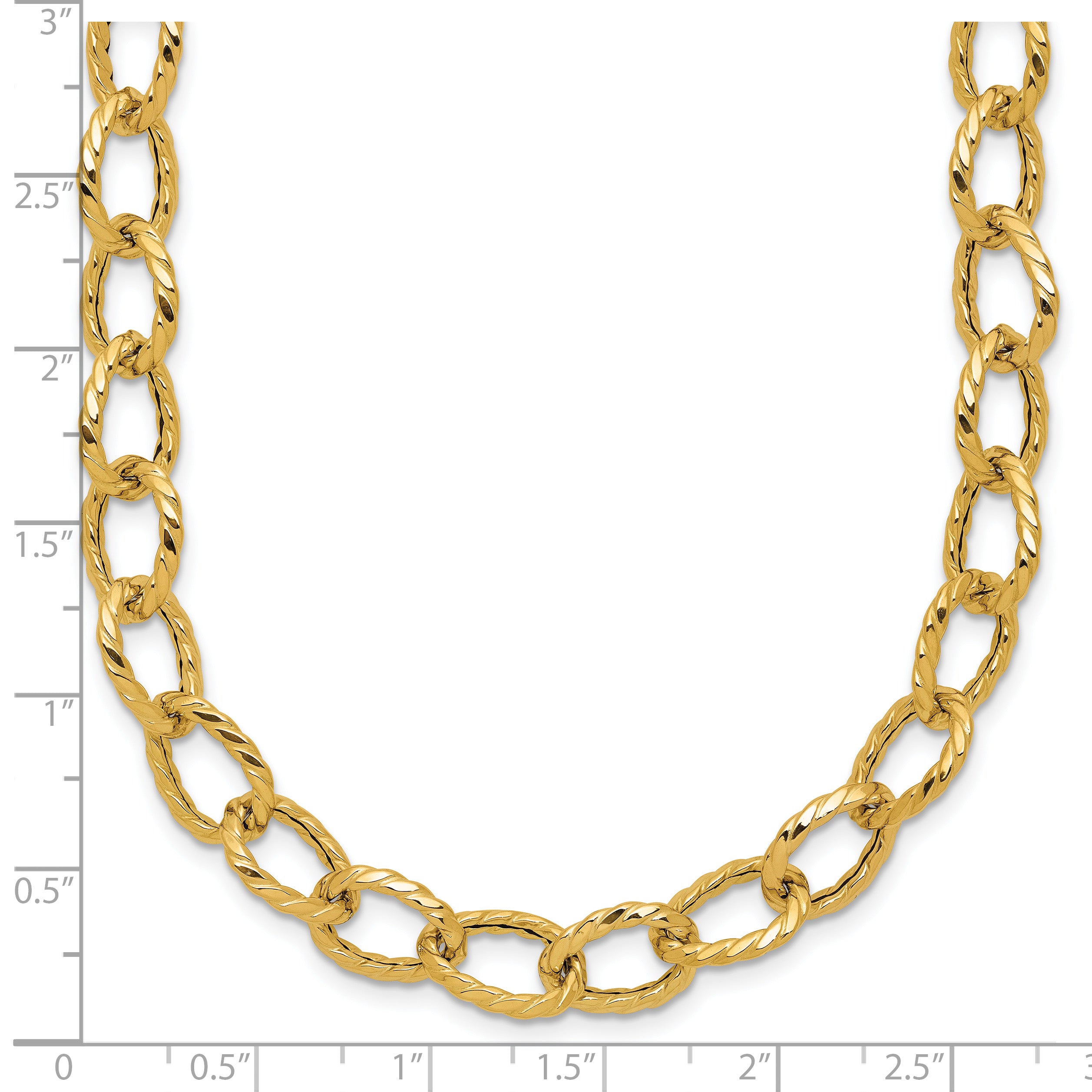 14K Polished and Twisted Fancy Link Necklace