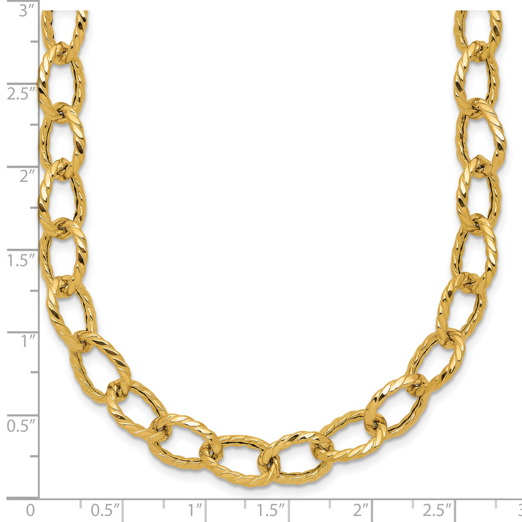 14K Polished and Twisted Fancy Link Necklace