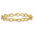 14K Polished and Twisted Fancy Link Bracelet