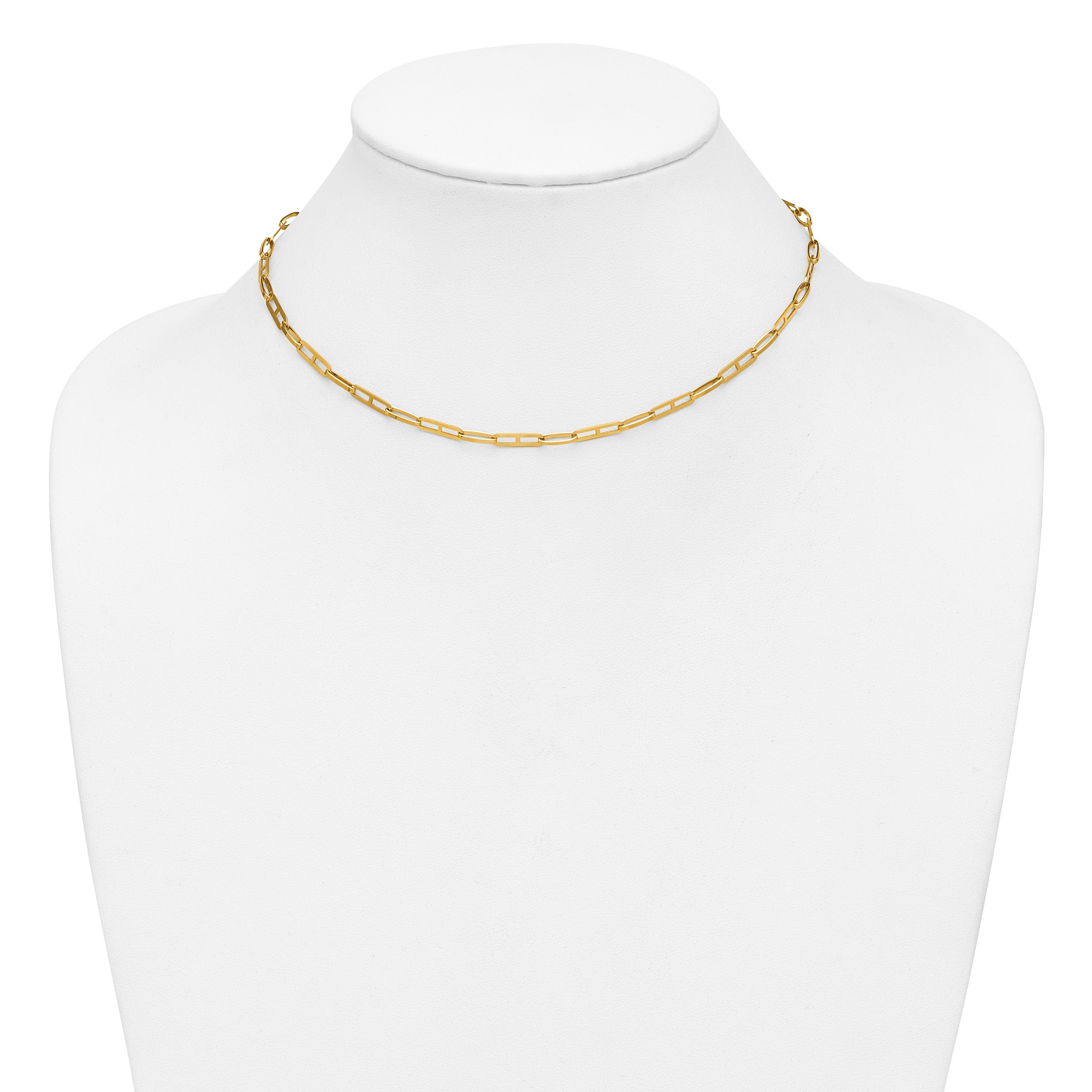 14K Polished Fancy Link w/1.5in ext. Necklace