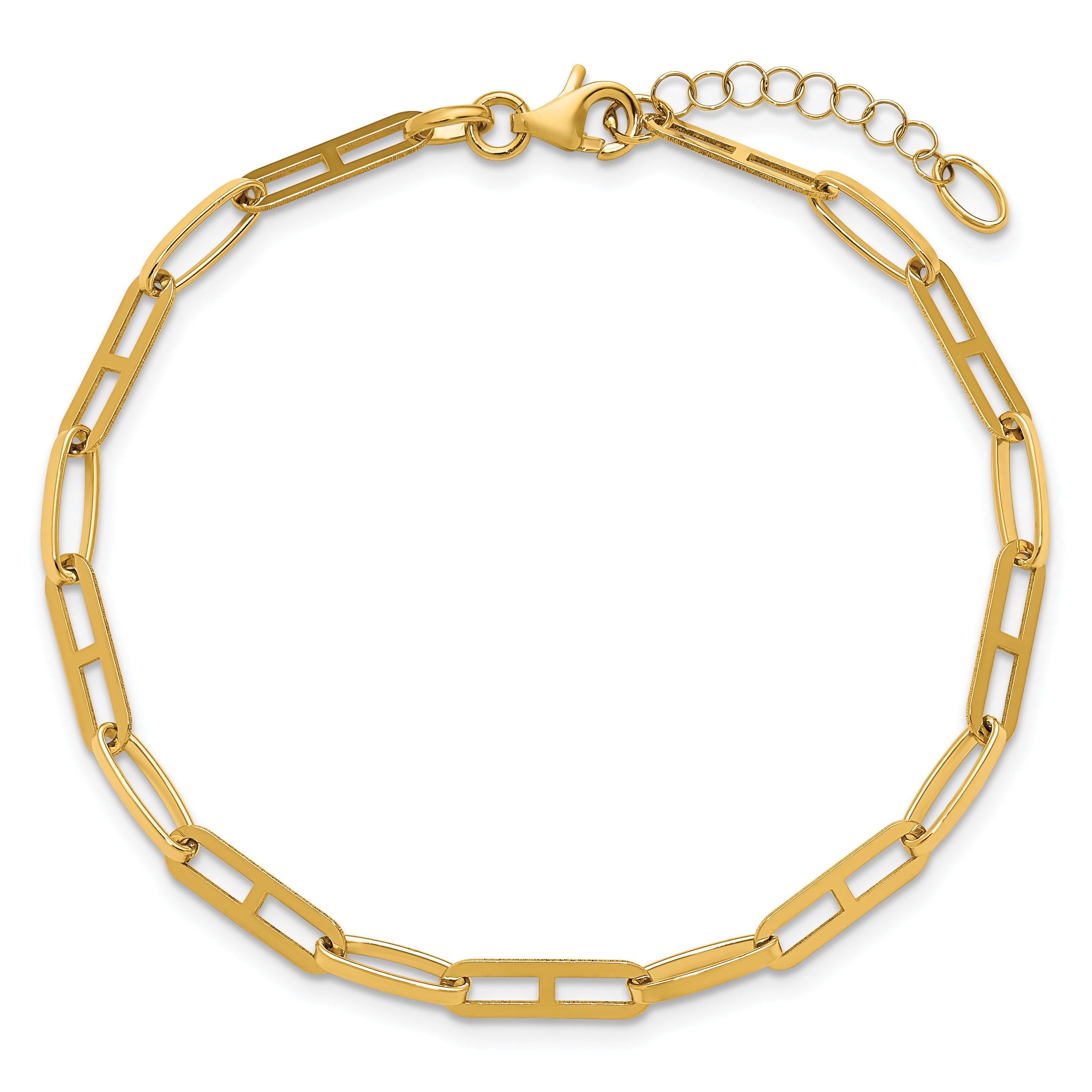 14K Polished Fancy Link w/1in ext. Bracelet