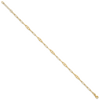 14K Fancy Paperclip Link 9 inch Plus 1 inch Extender - Total 10 inch Anklet