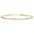14K Fancy Paperclip Link 9 inch Plus 1 inch Extender - Total 10 inch Anklet