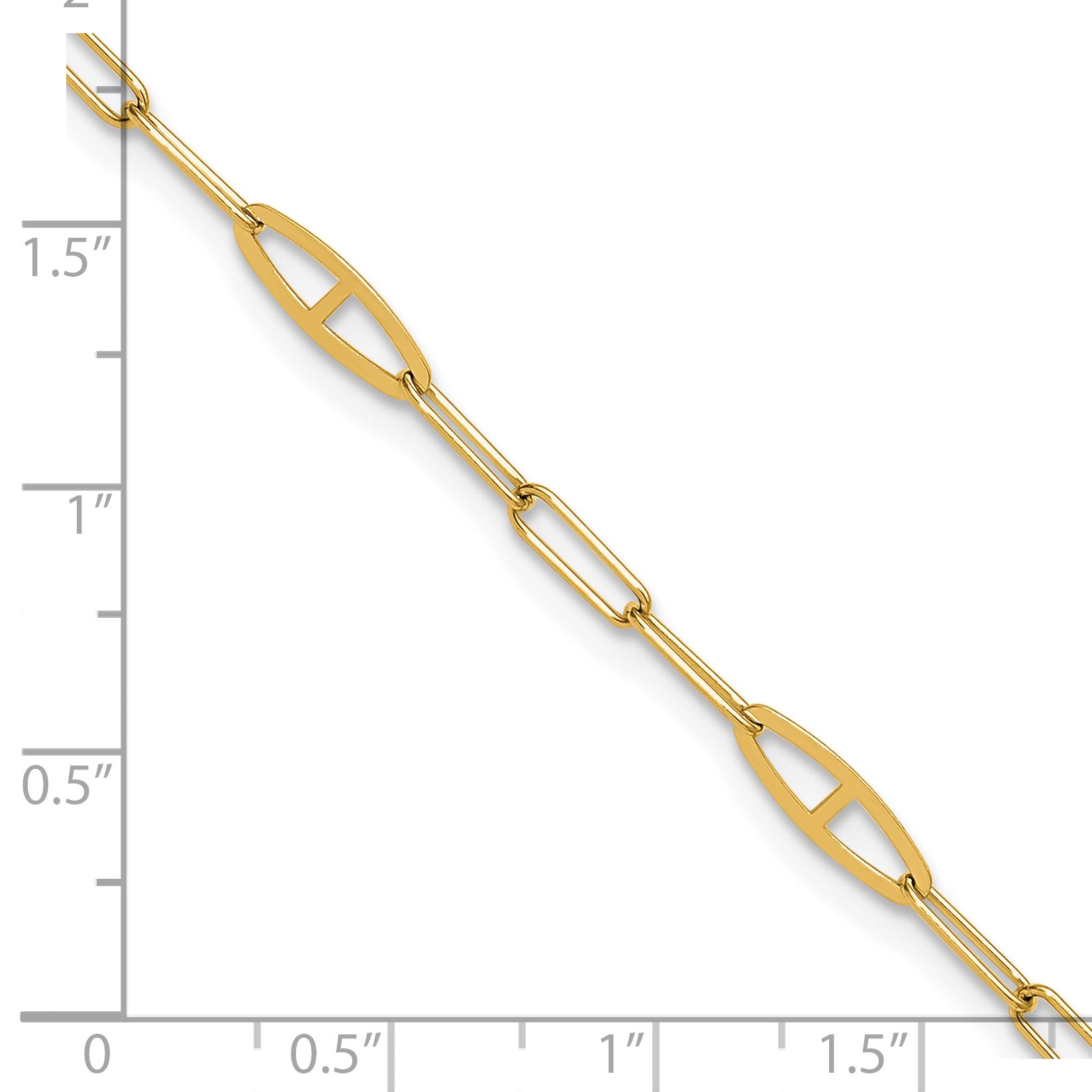 14K Fancy Paperclip Link 9 inch Plus 1 inch Extender - Total 10 inch Anklet