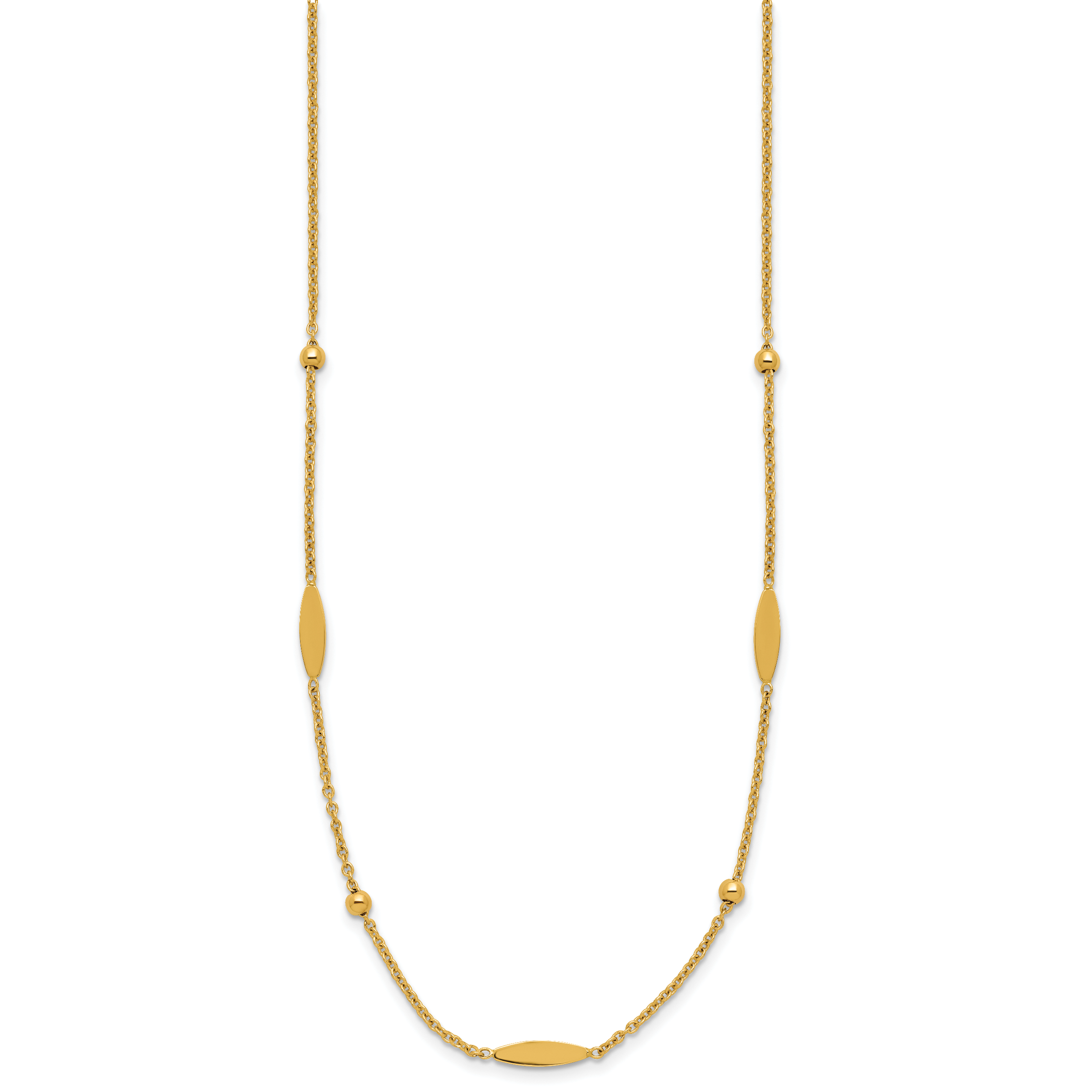14K Polished Oval Disk Station w/2in ext. Necklace Secondary image