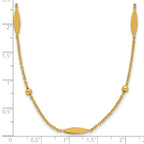 14K Polished Oval Disk Station w/2in ext. Necklace