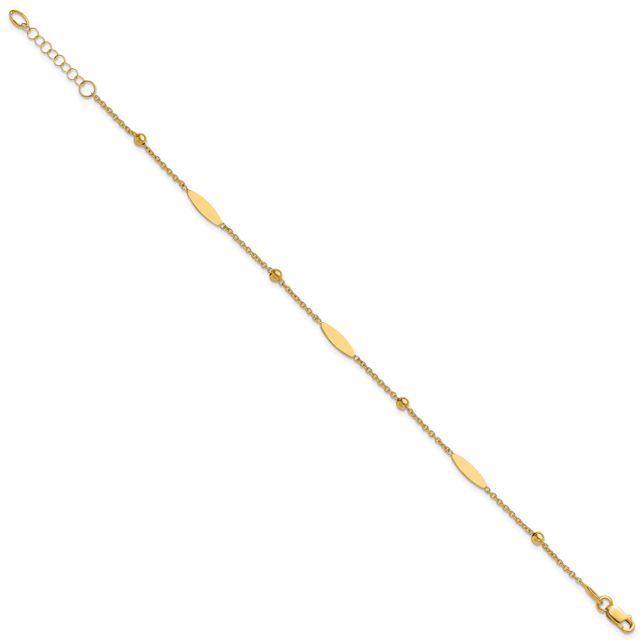 14K Polished Oval Disk Station w/1in ext. Bracelet