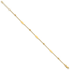 14K Polished Oval Disk Station w/1in ext. Bracelet