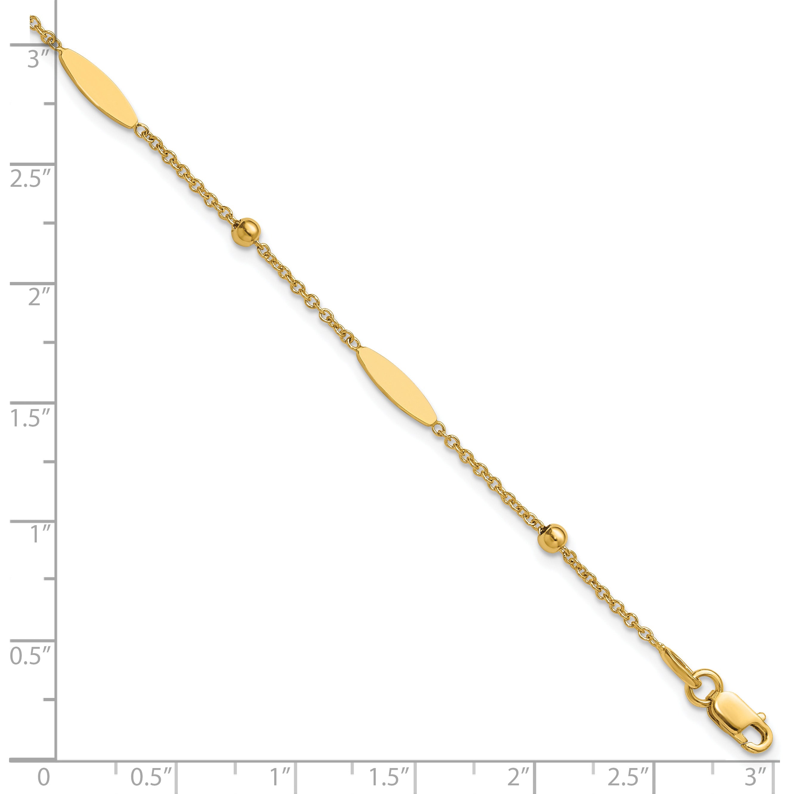 14K Polished Oval Disk Station w/1in ext. Bracelet