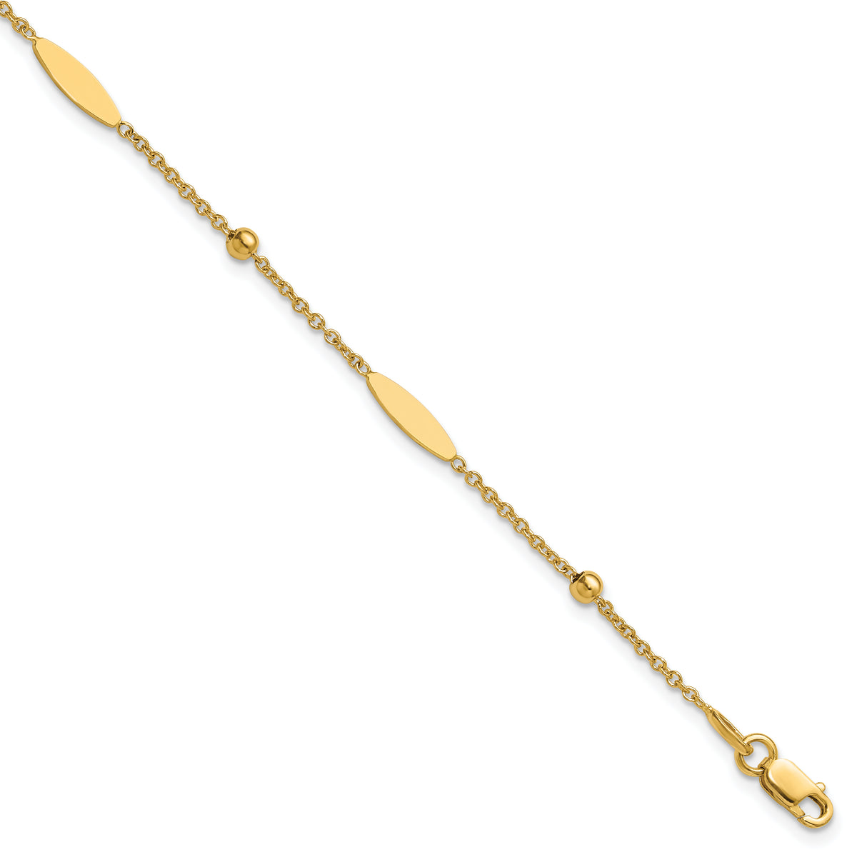 14K Polished Oval Disk Station w/1in ext. Bracelet