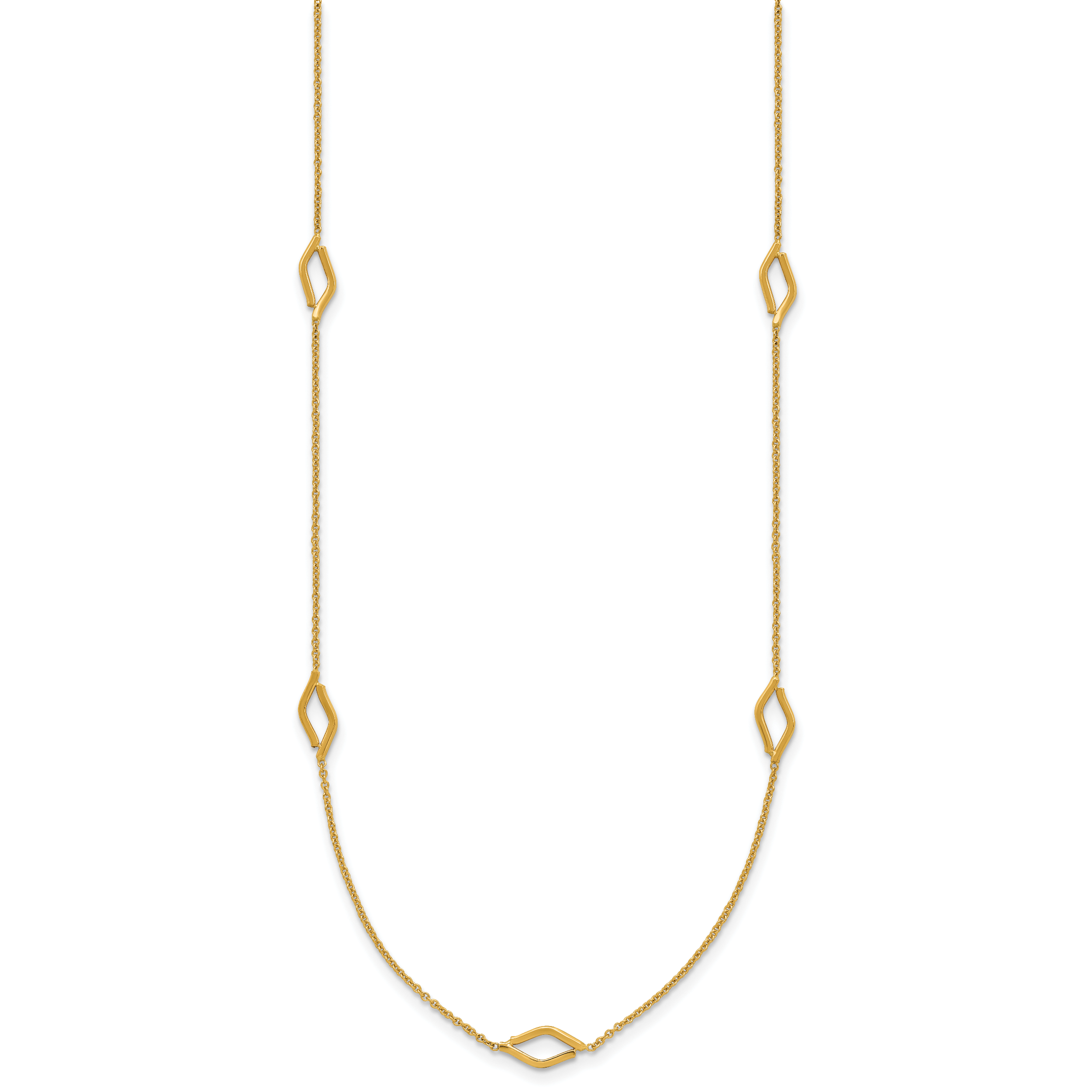 14K Polished Diamond-shaped Station w/2in ext. Necklace Secondary image