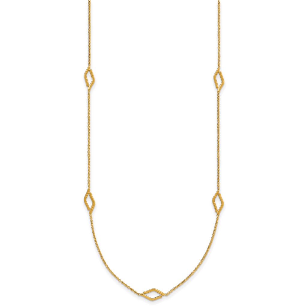 14K Polished Diamond-shaped Station w/2in ext. Necklace
