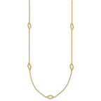 14K Polished Diamond-shaped Station w/2in ext. Necklace