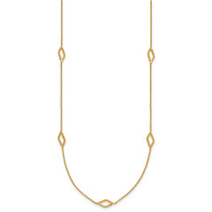14K Polished Diamond-shaped Station w/2in ext. Necklace