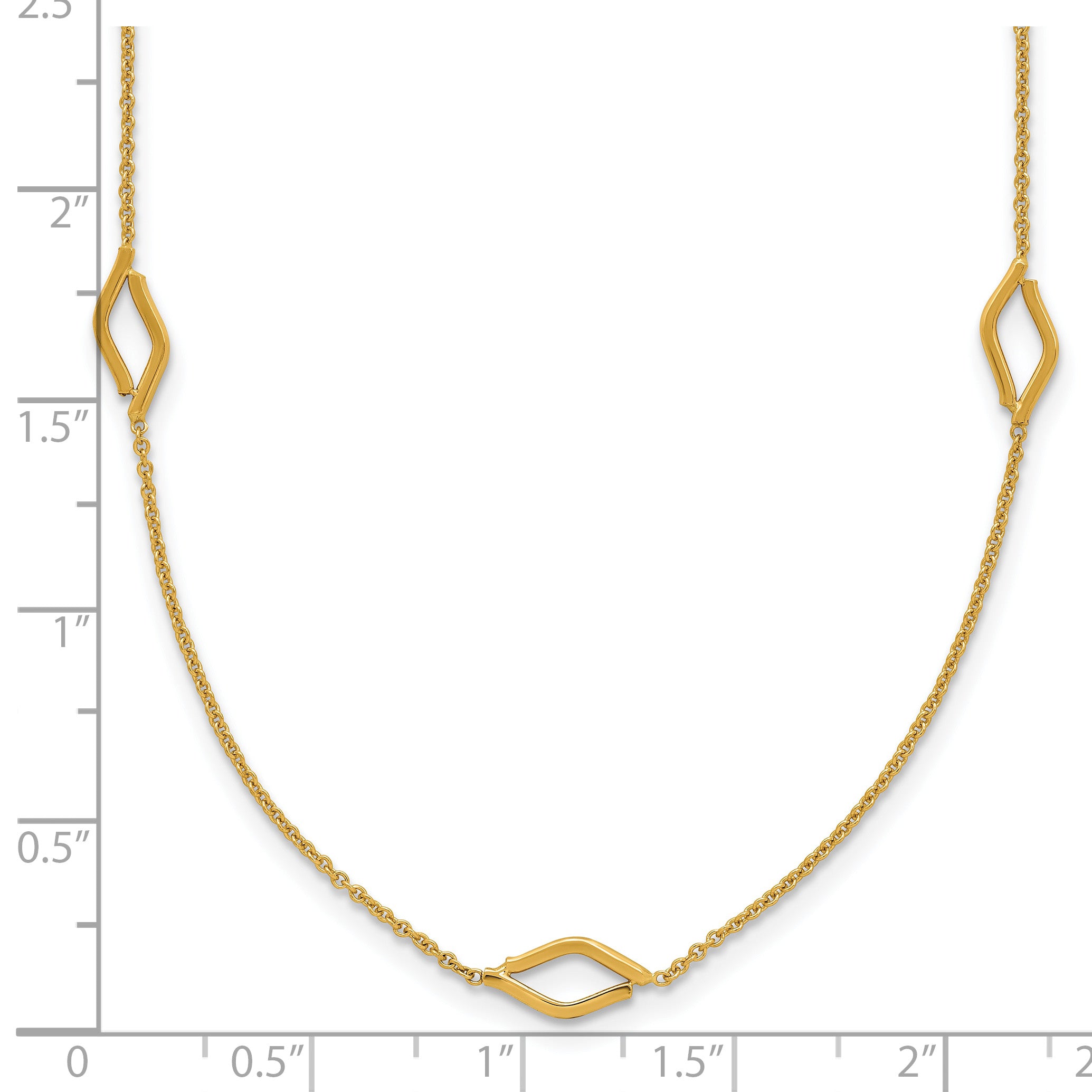 14K Polished Diamond-shaped Station w/2in ext. Necklace