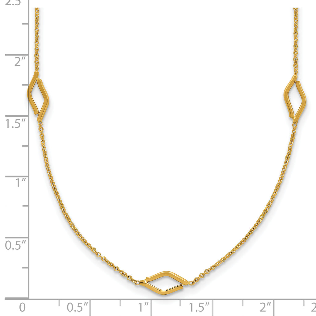 14K Polished Diamond-shaped Station w/2in ext. Necklace