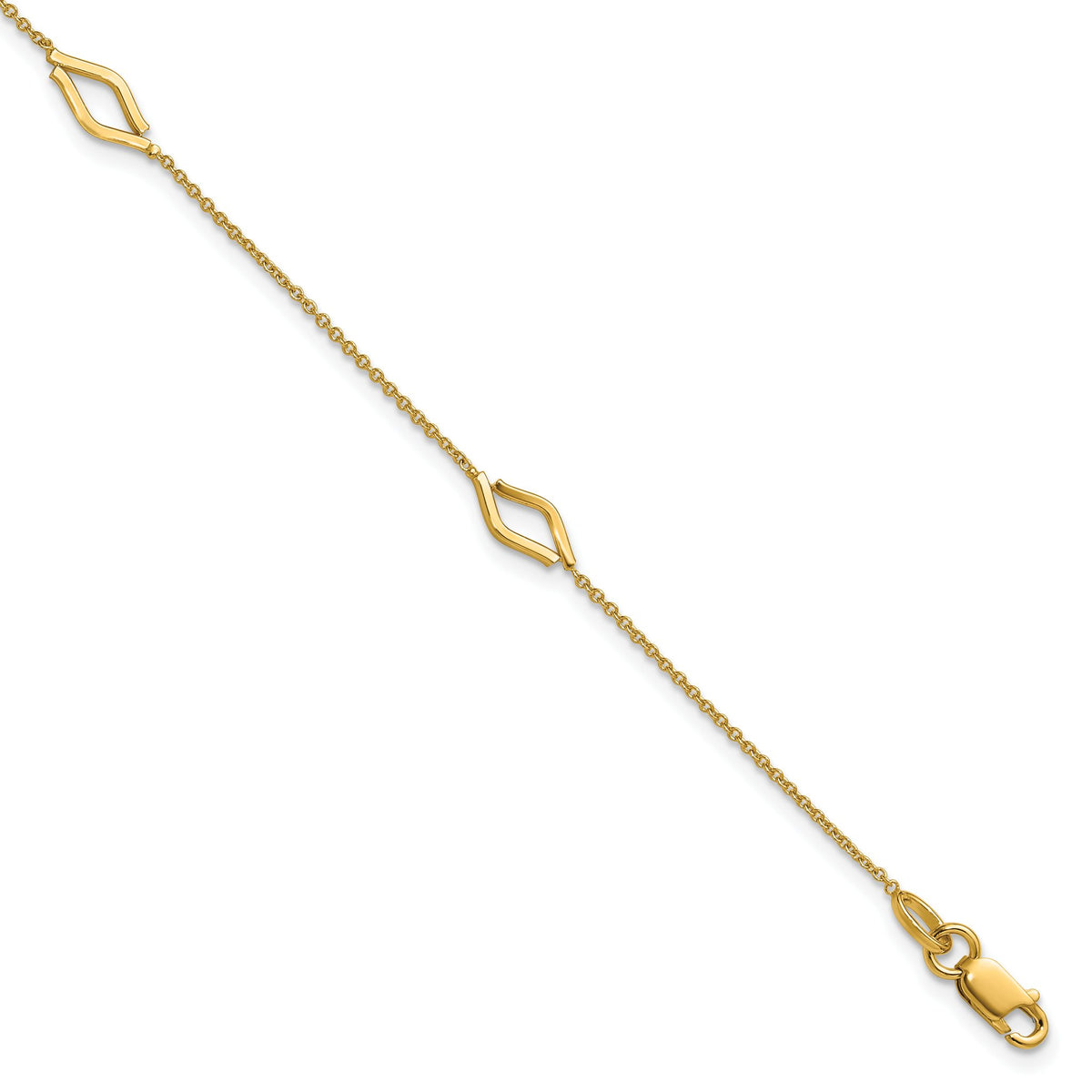 Diamond-Shaped Station Chain in 14K Yellow Gold, 0.5mm, 7 Inch - Sophia Jewelers Main image