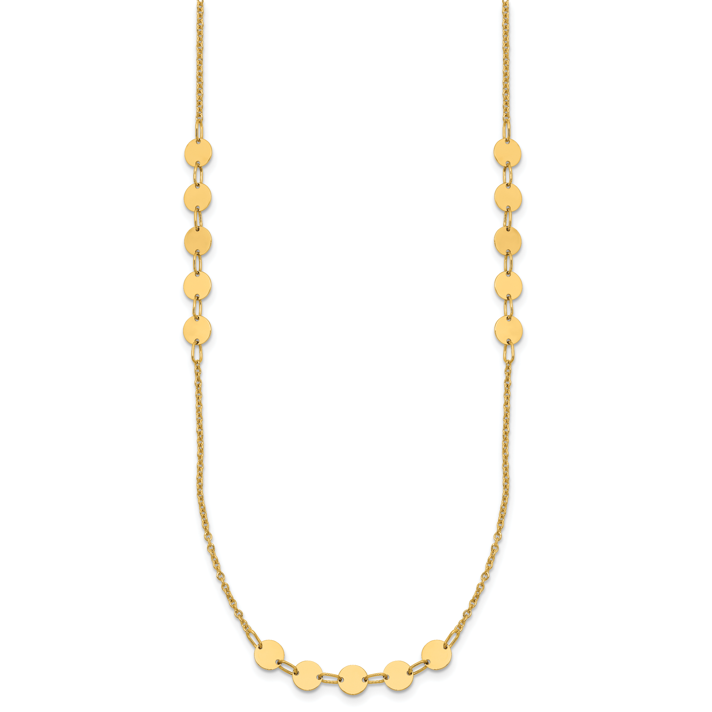 14K Polished Circle Disc w/2in ext. Necklace Secondary image