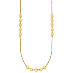 14K Polished Circle Disc w/2in ext. Necklace