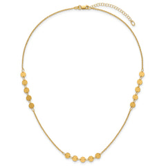 14K Polished Circle Disc w/2in ext. Necklace