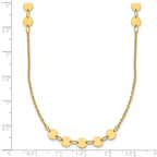 14K Polished Circle Disc w/2in ext. Necklace