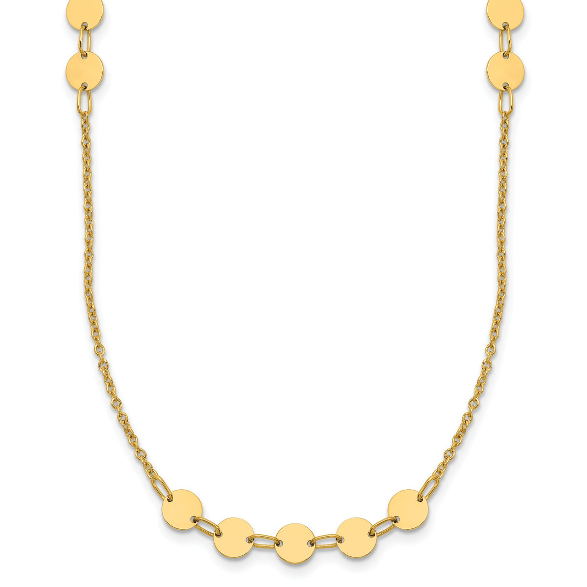 Circle Disc Chain in 14K Yellow Gold, 1.4mm, 16 Inch with 2 Inch Extender - Sophia Jewelers Main image