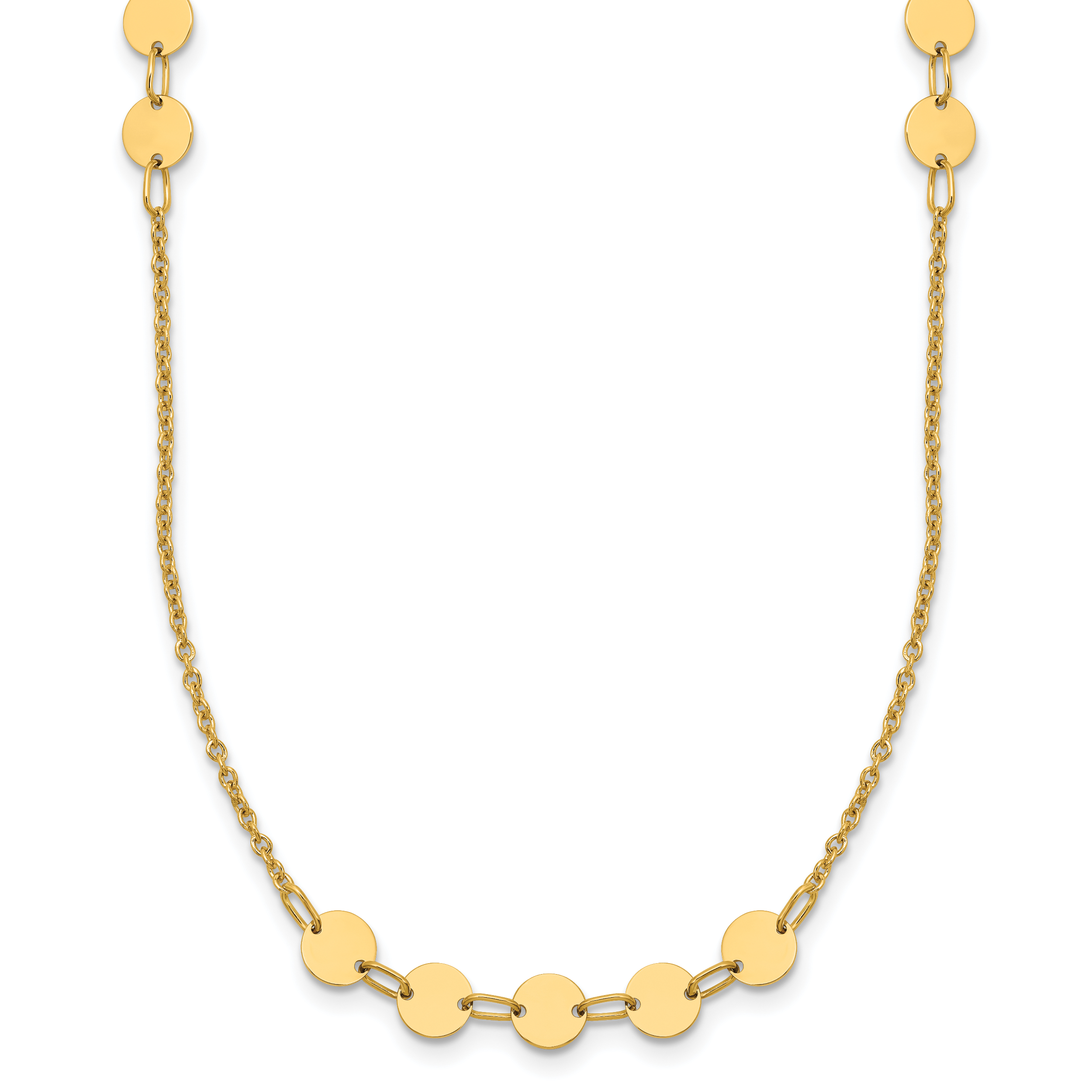 14K Polished Circle Disc w/2in ext. Necklace Main image