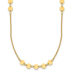 14K Polished Circle Disc w/2in ext. Necklace