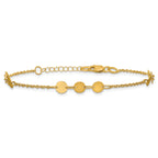 14K Polished Circle Disc w/1in ext. Bracelet