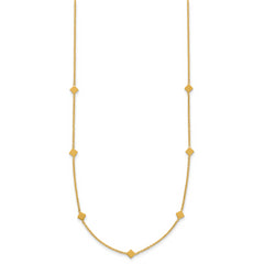 14K Polished Diamond-shaped Disk Station w/2in ext. Necklace