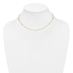 14K Polished Diamond-shaped Disk Station w/2in ext. Necklace