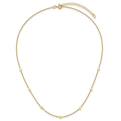 14K Polished Diamond-shaped Disk Station w/2in ext. Necklace