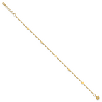 14K Polished Diamond-shaped Disk Station w/1in ext. Bracelet