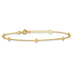14K Polished Diamond-shaped Disk Station w/1in ext. Bracelet