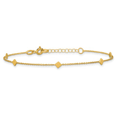 14K Polished Diamond-shaped Disk Station w/1in ext. Bracelet