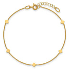 14K Polished Diamond-shaped Disk Station w/1in ext. Bracelet