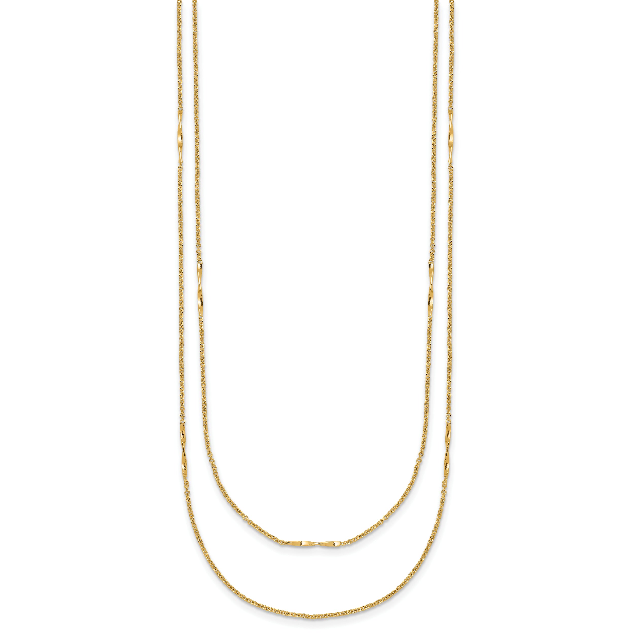 14K Polished 2-Strand Twist Bar Station Necklace