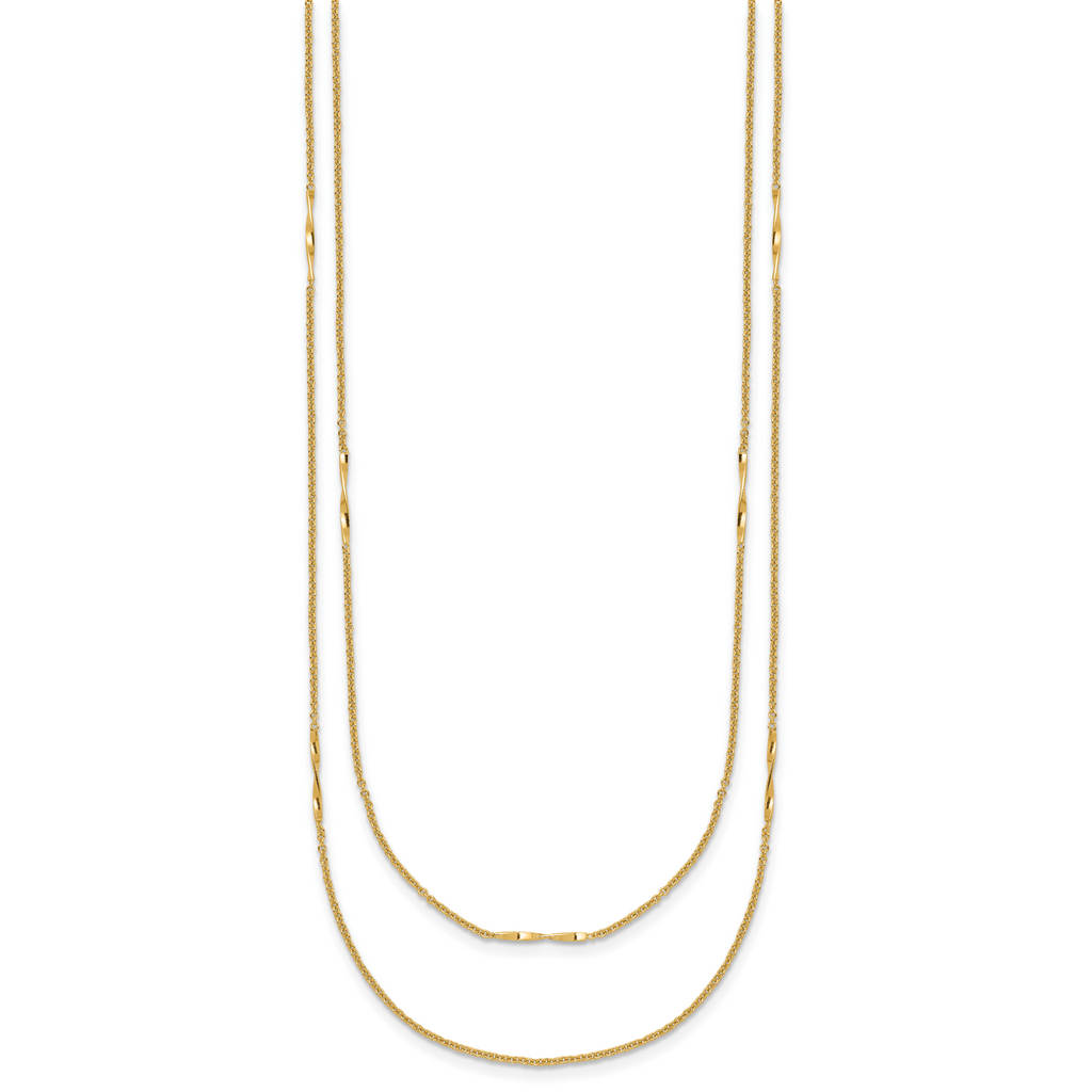14K Polished 2-Strand Twist Bar Station Necklace