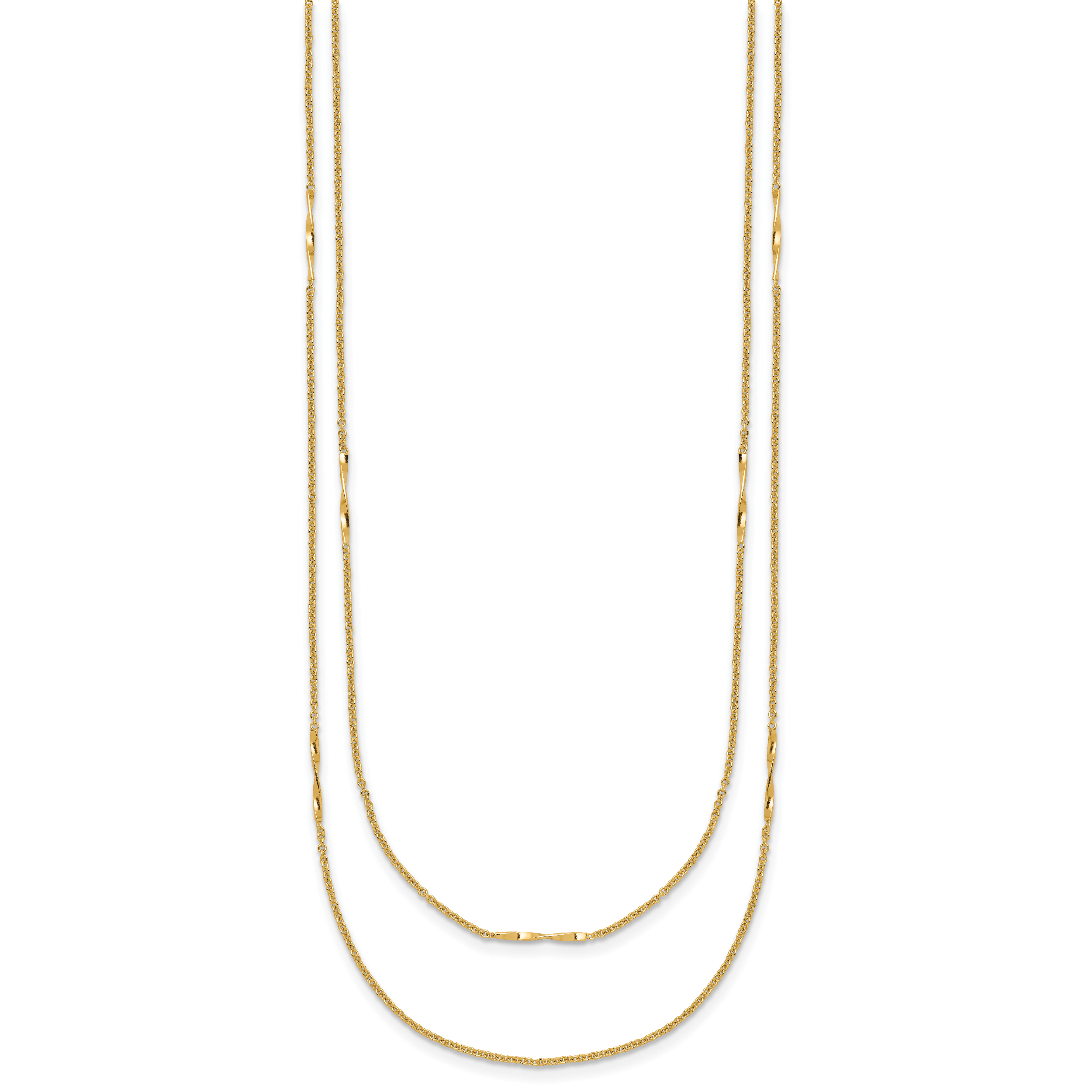 14K Polished 2-Strand Twist Bar Station Necklace